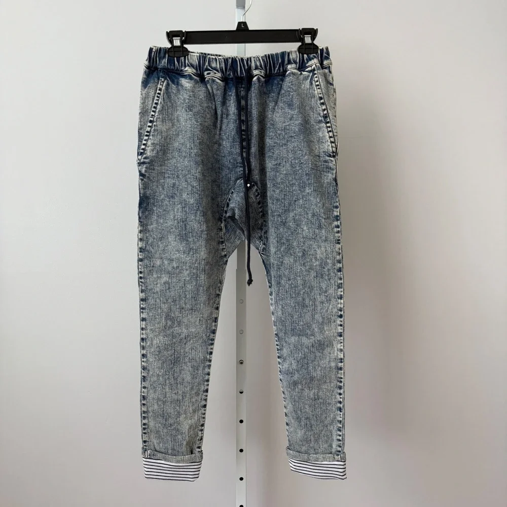 LEGOE Heritage‎ sz 1 / Med  Stonewash Denim Baggies Relaxed Fit Drawstring NWT